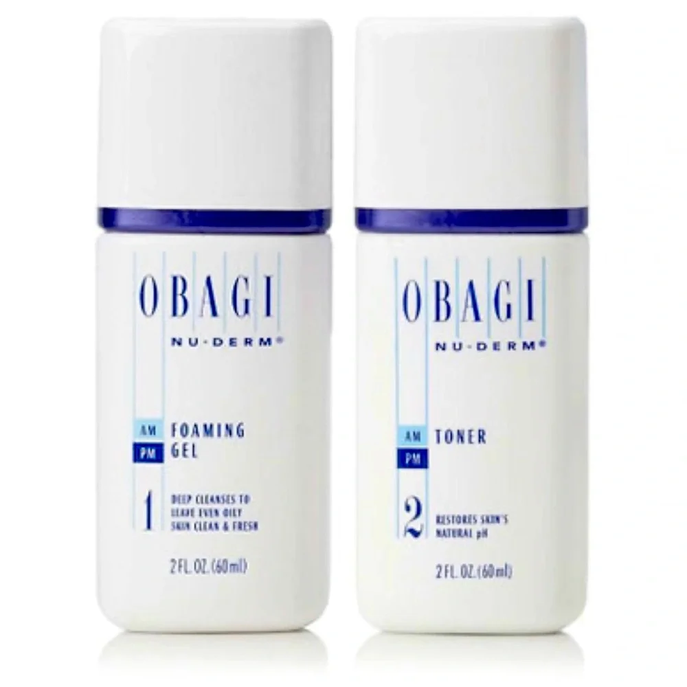 Obagi Nu-Derm 2 Oz Foaming Gel and Toner set. For all skin types